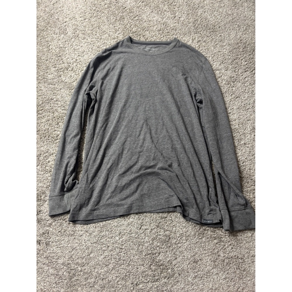 Eddie Bauer Legendwash Mens Tall Long Sleeve Crewneck Tee Gray TL Cotton Blend
